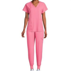 ClimateRight Women’s Pink Scrub Top and Pink Scrub Bottoms 2X